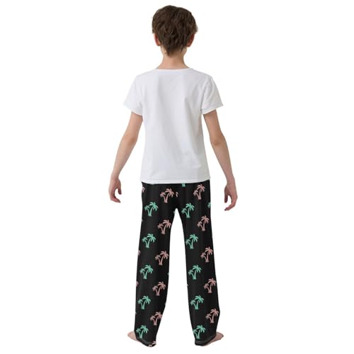 ZZXXB Palm Trees Print Boys Long Pants Soft Trousers Elastic Waist Kids Lounge Bottoms with Pockets S-XL3