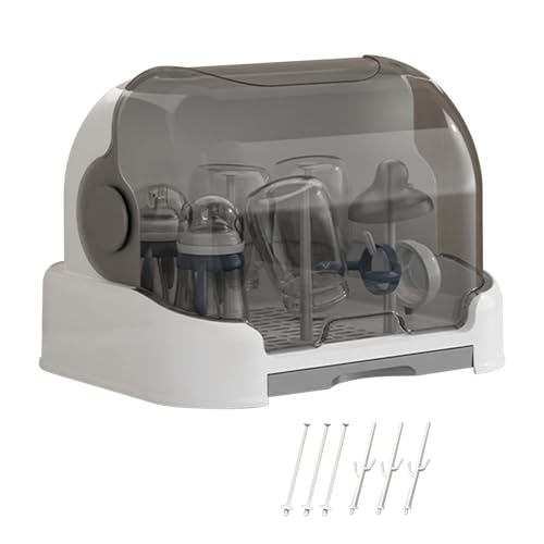 Large Bab-y Bottle Storage Box Dust Proof Container 31.5x25.5x25cm Ba-by Bottle Storage Organizer Bab-y Bot-tle Drying Rack Space Saving Contain-ers For Breastfeeding Pump Feeding Station Parents