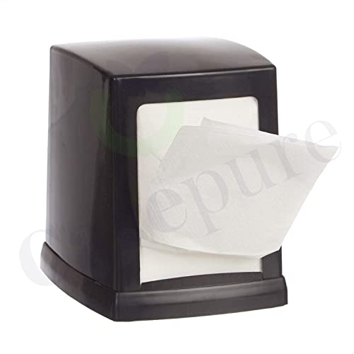 Image of Double Side Cube Table Top Tissue Dispenser with L-Fold 200 Pcs Tissue Paper Refill - Black