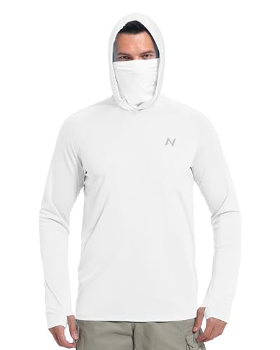 Image of isnowood Sun Shirt UPF 50+ Men's Fishing Long Sleeve UV Protection Hoodie Hiking Rash Guard Swimming Running