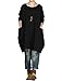 Mordenmiss Women's Stylish Sweatshirt Long Sleeve T-shirt Tops with Pockets L Black