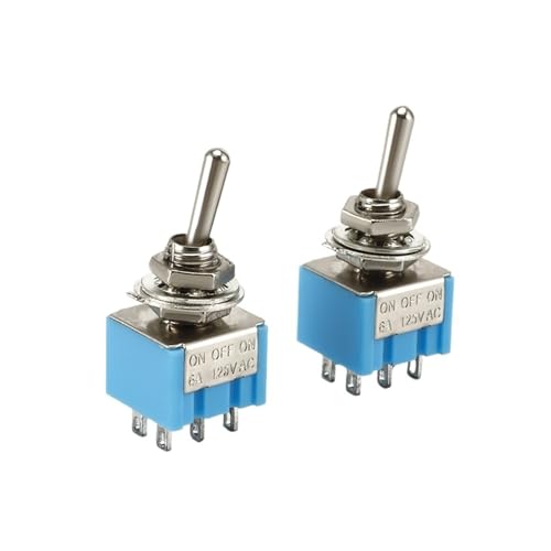 MTS-202 MTS-203 6MM Mini Rocker Toggle Switch 6Pin Termial ON-ON/ON-Off-ON Latching Mini Toggle Switch 2A250VAC(Brown)