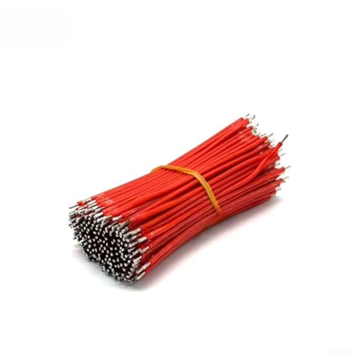 Alambre electrónico estañado, para cable de puente, alambre de PVC, 200 puntas preestañadas, cable de silicona de 105 mm para electrónica de bricolaje (rojo)