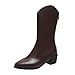 KAMEIMEI Stivali alla moda in stile retrò, comodi stivali alla caviglia, da equitazione, da donna, con dita dei piedi, rotondi, stivali da cowboy, marrone, 38 EU