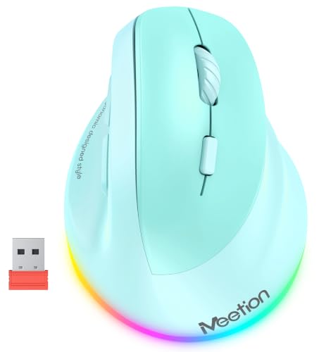 Image of MEETION Ergonomic Wireless Vertical Mouse, Rechargeable, Green