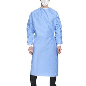 McKesson Surgical Gown with Towel, Disposable, Sterile, X-Large, Blue, AAMI Level 3, SMS Material, Full-Back, 52 in. Length, Long Set-in Sleeves, Knit Cuffs, 1 Count