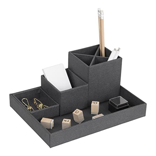 Bigso Box of Sweden Desk Storage Organiser for Stationery, Pen Holder with 4 Compartments for Various Office Items - Image 2
