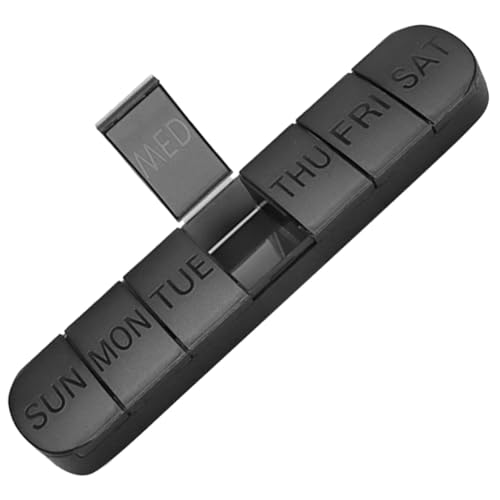 GARVALON Organizador Pastillas Viaje Portátil Caja Medicina Semanal Compartimentos Dispensador Diario Resistente PP para Uso Doméstico y Exterior Diseño Compacto Negro