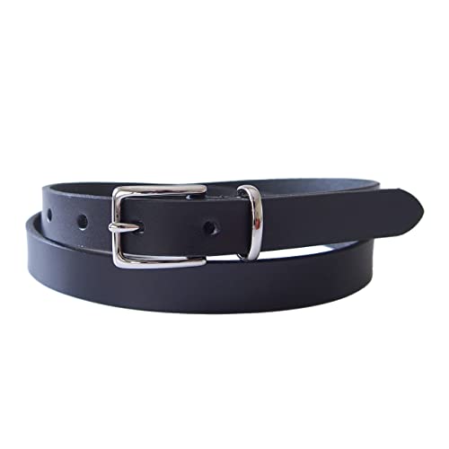 [栃木レザー] 日本製 一枚革 ナローベルト メタルサルカン 9ホール メンズ レディース 69cm-89cm Sサイズ 細身 カジュアル TGB-5004 TGB-5004 (black)