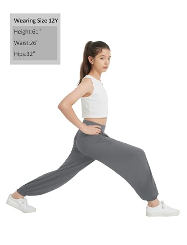 Image of EXARUS 3 Pack Girls Wide Leg Pants Baggy /Tapered Loose Casual Summer | Teen Flowy Tween Beach School Vacation Trousers Youth Junior Preteen Bottoms Lightweight Soft Kids 6-14Y