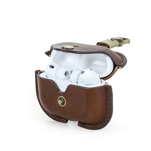 Hiram Leather Case Replacement for Airpods Pro 3 2025 Vegetable Tanned Leather Portable Travel Case Compatible with Airpods Pro 3 Headphone Cases Replacement for AirPods Pro 3 Charging(Coffee)