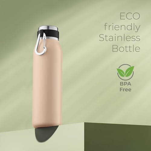 Image of SipX 20 oz Stainless Steel Insulated Water Bottle with Leakproof Lid & Carry Hook - Triple Insulated - Cold 24 Hours /Hot 12 Hours - Perfect for Gym, Work, Sports, Travel - Pink