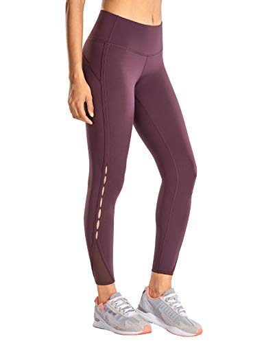 CRZ YOGA Women s High Waisted Workout Pants 7 8 Yoga Leggings with Hole - Naked Feeling - 25 Inches Arctic Plum 25   Medium