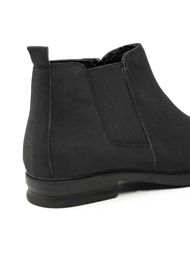Image of Men's Stylish Vegan Leather Chelsea Boots with Side Zipper & Elastic Panel, Square Toe Ankle Boot (Tan /Black /Brown)