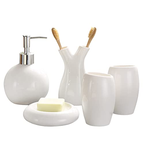 Ensemble d'accessoires de salle de bain en céramique blanche