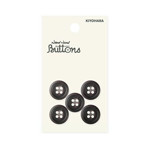 KIYOHARA ナウナウボタン 水牛調ボタン 4つ穴 5個入り 直径15mm 茶 NWN2490