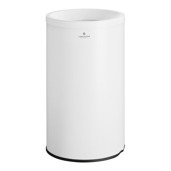 White Round Metal Decorative Trash Can 30 Gallon Capacity Powder-Coated Freestanding with Lid 18 75x30 Inches