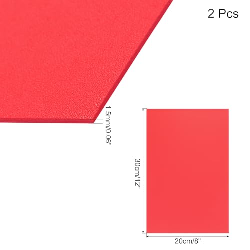 Image of ABS Plastic Sheet 8 x 12 Inch,Flexible Plastic Sheets 1 /16 Inch Thick Thermoplastic Sheet with Leather Texture Red for DIY Crafts Decors 2Pcs