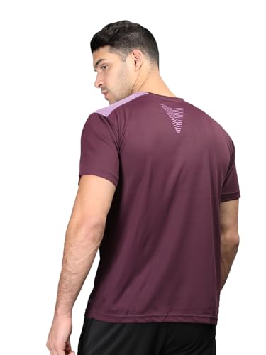 Image of CHKOKKO Men's Round Neck Gym Sports T-Shirt Wine Purple S