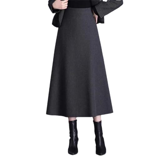 Women's Winter Cashmere Thick Winter High Waist Polyester Fiber Gored A- Line Skirt