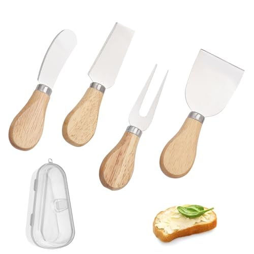 MisFun 5 Pezzi Spalmatore per Burro, Coltelli Formaggio in Acciaio Inossidabile, Coltello da Burro da Colazione, Coltello da Burro con Scatola Gadget da Cucina per Marmellata Burro Formaggio (B)