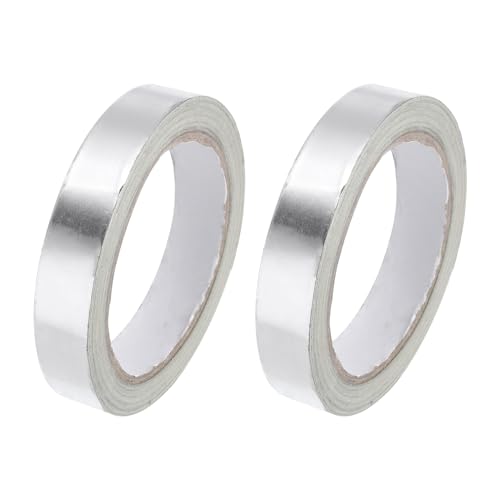 Image of uxcell Aluminum Foil Tape 0.8 Inch x 20 Yards Silver High Temperature Tape for HVAC, Sealing, Patching Hot and Cold Air Ducts 2 Pcs