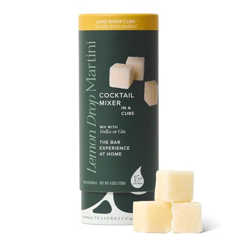 Teaspressa Luxe Mixer Cube - Cocktail Drink Mixer (30) (Lemon Drop Martini, Sweet, Tart, Crisp Lemon Vodka Martini)