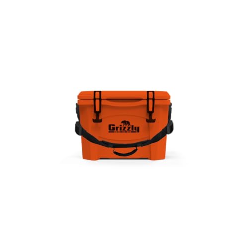 Grizzly 15 Cooler | 15 qt Ice Chest Durable Rotomolded Insulated | Made in USA | Warranty for Life | For Beach Boat Camping Fishing Hunting | G15 | Orange