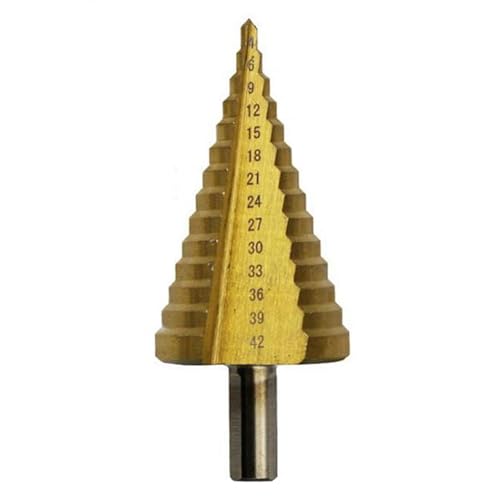 1 broca escalonada con revestimiento de titanio de 4 a 42 mm, HSS para madera, metal, acero de alta velocidad, herramienta de perforación cónica