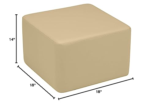 Image of Sprogs 12 inch H Structured Cube Stool -Flexible Modular Collaborative Soft Seating for Office, Home, Lounge and School Classrooms with Durable Frame & Set of 2 inch Legs Add-on - Sand