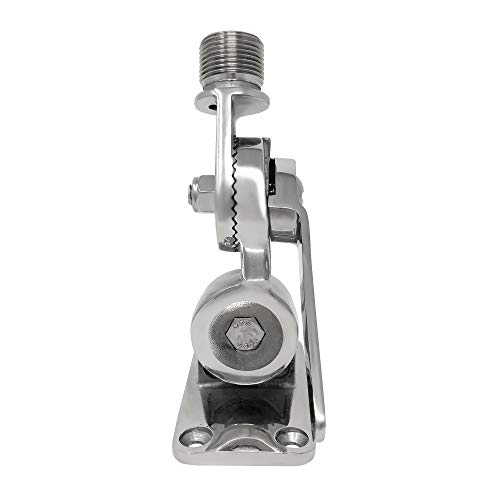 Image of Fishmaster Boat Ratchet Mount Antenna Base for GPS, FM, AM, UHF, VHF - 1 inch-14 inch Male Threads, Dual Axis Adjustment, Marine Grade Stainless Steel