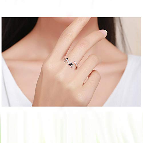 Cute Cat Open Statement Ring 925 Sterling Silver Adjustable Simple Lovely Pet Wrap Stacking Engagement Wedding Finger Rings Fashion Jewelry Gifts For Women Girls #TOP4