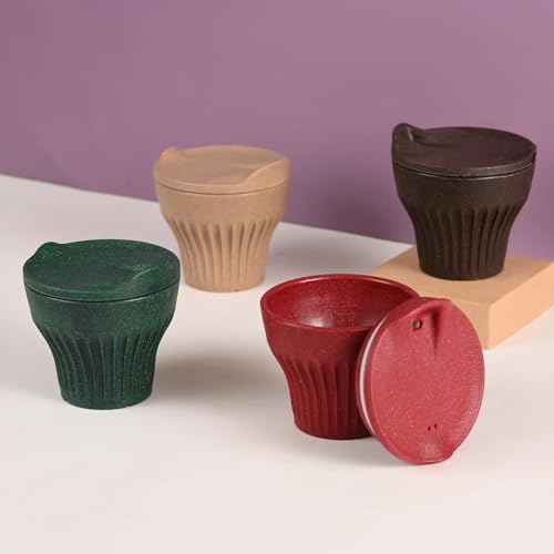 Image of Eha Earth Friendly Rafter Coffee Mug with Lid | Tea Cup Set | 175 ml | Made with Rice Husk | Microwave Safe Mugs for Gifting | 4 Unit | Multicolor