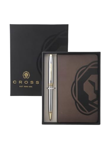 Image of Cross Gift Set | Coventry Chrome Medalist BP with A6 Notebook Brown | Premium Pen Gift Sets
