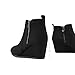 DREAM PAIRS Women's Suede Low Wedges Ankle Boots,Size 8,Black/Suede,DOUBLE