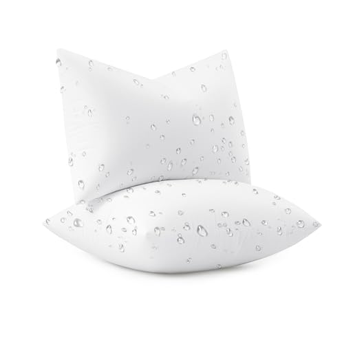 MIULEE Outdoor Pillow Inserts 12x20 Pack of 2 Waterproof Throw Pillow Inserts Decorative 100% Virgin Fibers Filling for Patio Sofa Couch