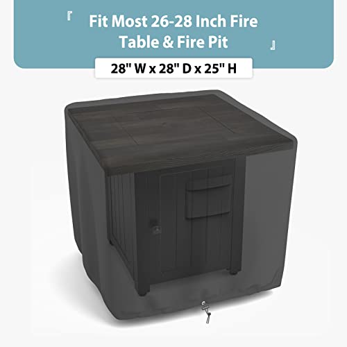 Shinestar Durable Square Fire Pit Cover, Fits For 26-28 Inch Gas Fire Table, Waterproof And Windproof, 28 X 28 X 25 Inches, Black #TOP1