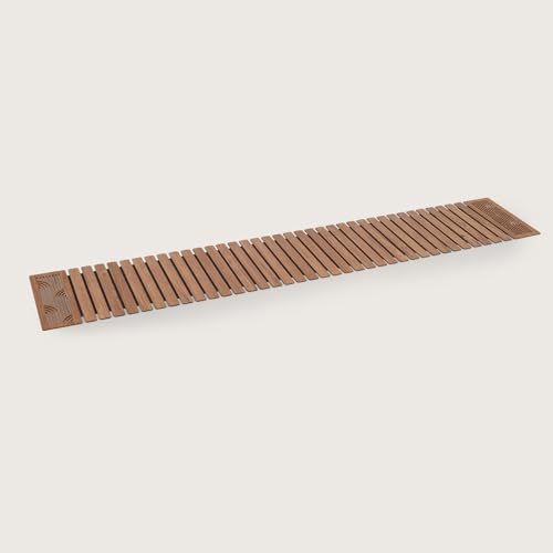 Image of HOME 360 Modern Slat Table Runner | Decorative Finish MDF Slats with Intricate Cut-Out Patterns | Rollable Table Centerpiece for Dining Room, Kitchen | (TAN 2, 14X36 INCH)