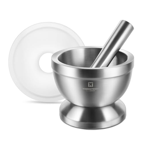 Juego de mortero de acero inoxidable con tapa de silicona