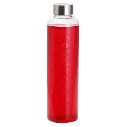 Image of SIMPARTE Borosilicate Glass Water Bottle 500ml | Leak-Proof, Freezer Safe, Wide Mouth | Stainless Steel Cap | Ideal for Office, School, Travel | Set of 1