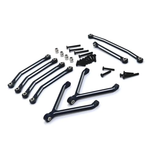 RCパーツ For FMS For FCX24 1/24 RC クローラー カー メタル シャーシ リンク プル ロッドとステアリング ロッド セット アップグレード パーツ 改造アクセサリー(Black)