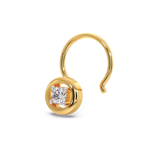 CANDERE - A KALYAN JEWELLERS COMPANY Yellow Gold 18K (750) BIS Hallmark Single Stone SI IJ Diamond Nosepin for Women - Image 2