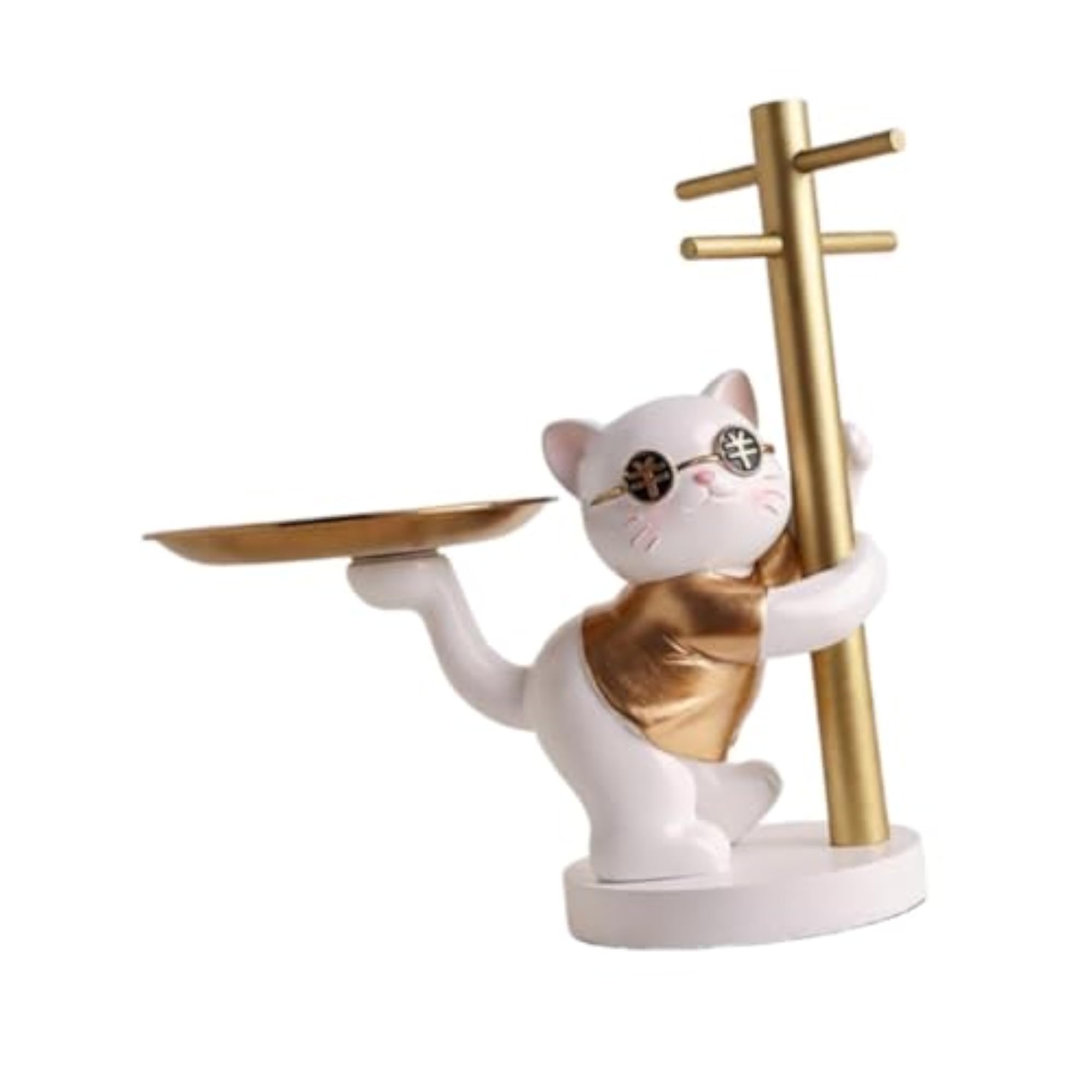 Cat Key Tray for Entryway Table, Decorative Cat Statue