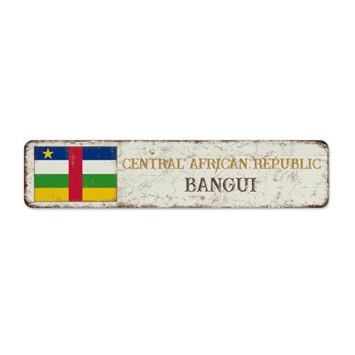 Plaque en métal de pays en métal République centrafricaine - Décoration de grotte Bangui - Plaque en aluminium pour entrée, buanderie, clôture, souvenir de pays national, affiche d'art routière,