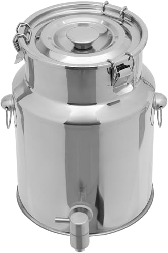 Bidón de Leche de Acero Inoxidable de 10 L/2,64 galones con Grifo y Tapa hermética, contenedor de Transporte de Leche, Cubo para Vino, Grano y Almacenamiento