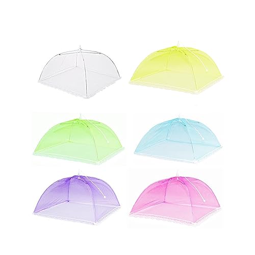 Cubierta Protectora Alimentos,6 PCS Fundas de Comida Alimentos Cubiertas Malla 14 Pulgadas Fresca Cubierta de Comida para Cocina Al Aire Libre Pantalla Carpas Fiestas Picnics Barbacoa Blanco