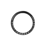 Homxi Pendientes Nariz Negro Calibre 16 (1.2x8mm), Aro con Superficie Plana, Titanio Piercing para Nariz