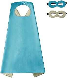 Kids Superhero Cape Mask Set - Hero Costume Fancy Dress Cosplay - Party Dress Up Supplies for Boys & Girls (Turquoise)