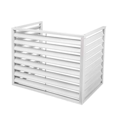 Aluminum Air Conditioner and Heat Pump Cover, 3 Panels Mini Split Air Conditioner Fence Screen for Outside Units, Noise Reduction AC Unit Cover,100x70x50cm, White