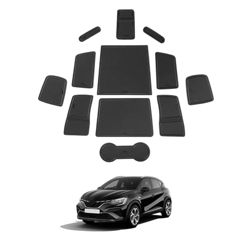 SHAOHAO Compatibile con Renault Captur 2 E-Tech Hybrid 2020-2024 2025 tappetini in gomma, console centrale, tappetini antiscivolo, porta bevande tappetino per porta accessori Renault captur 2